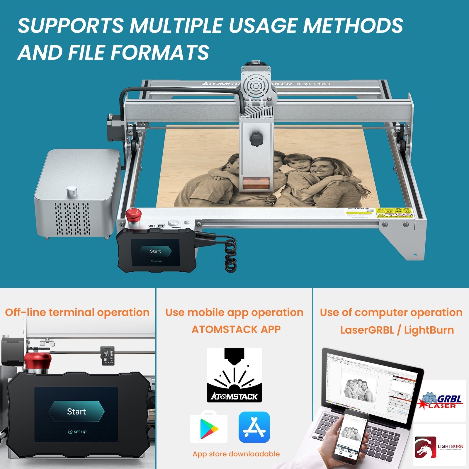 Atomstack X30 Pro 160W Laser Engraving Machine + R30 V2 Infrared Laser Module 1064nm Laser