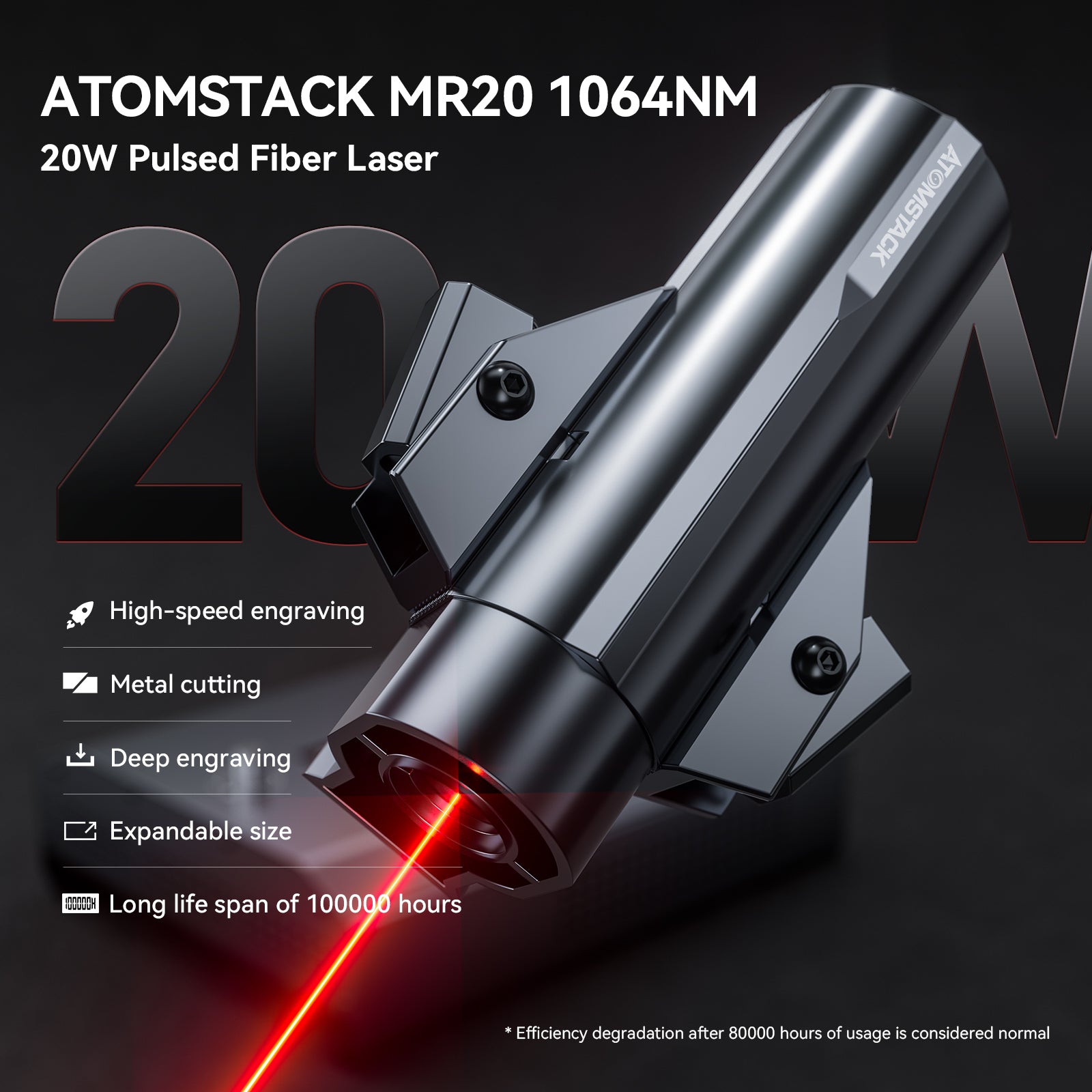 Atomstack MR20 1064nm 20W Pulsed Fiber Laser Module