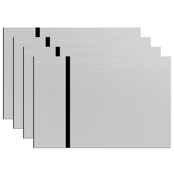 4pcs laser engraving two-color plates - metal panel series 12''x8'', matte brushed silver panel engraved black