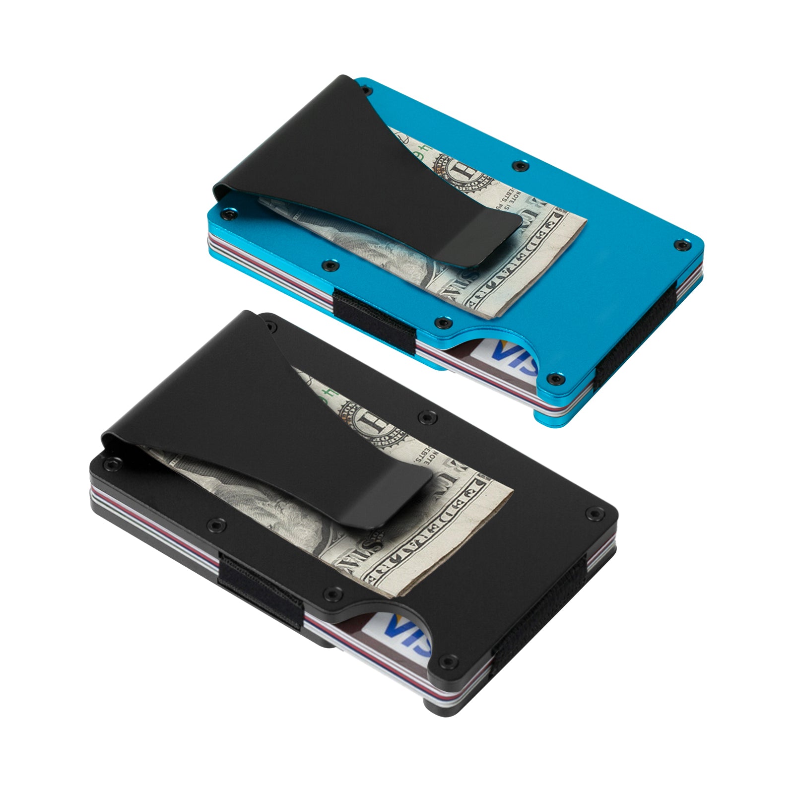 2pcs Mens Slim Wallet RFID Blocking Front Pocket Credit Card Holder Metal Wallets / Money Clip