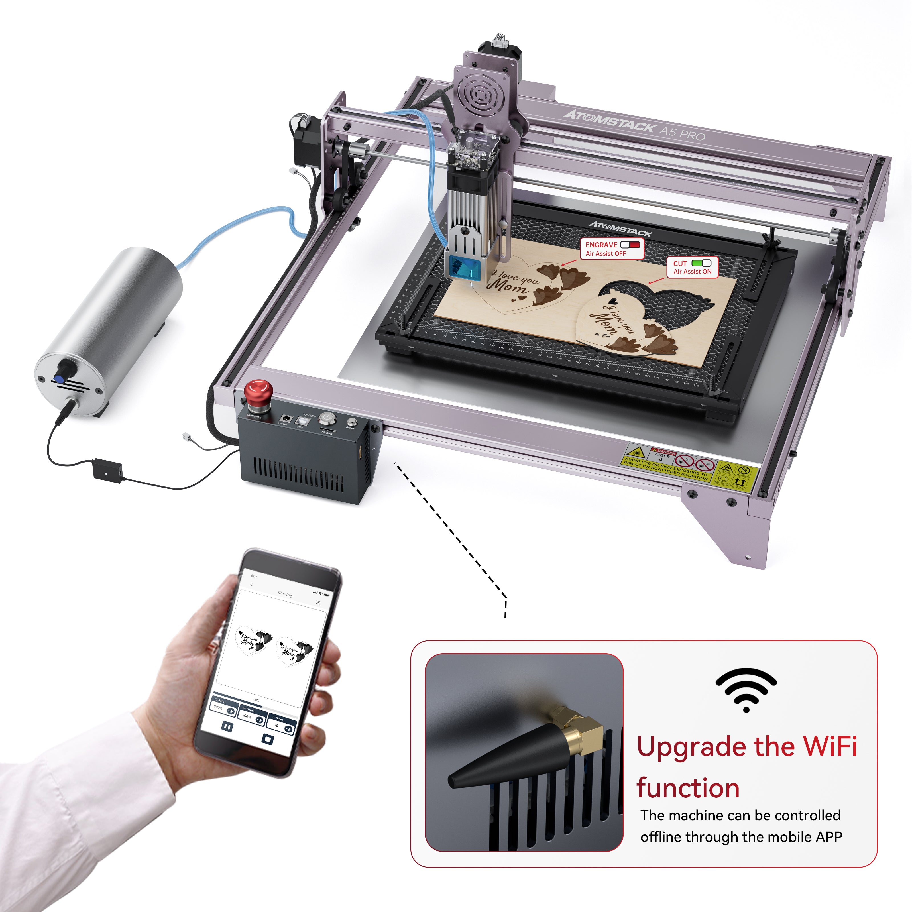 Atomstack AIC1 Auto Air Assist System for Laser Engraving Machine