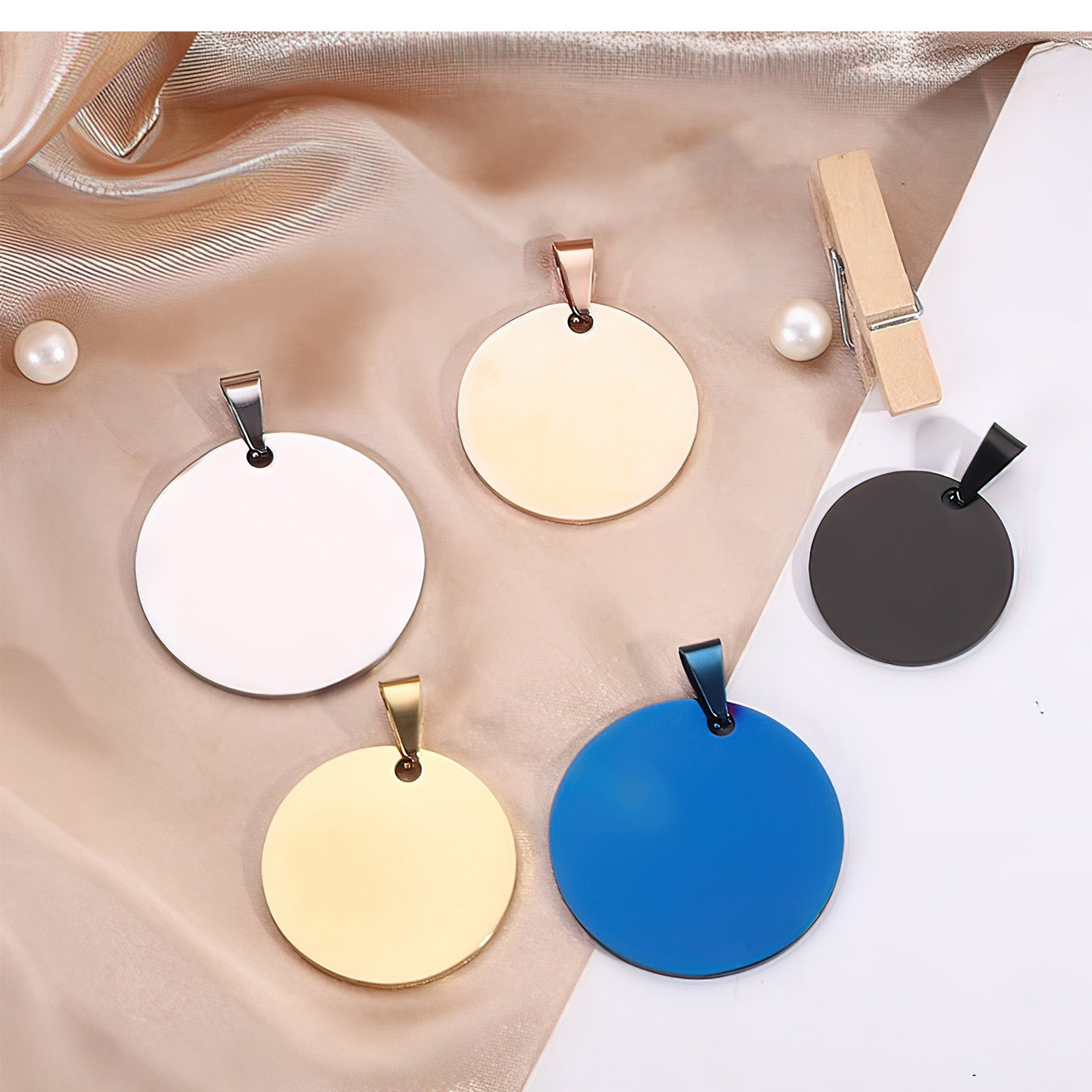 43pcs Metal Stamping Tags Kit Pet Dog ID Tag Blank Necklace Bracelet Ring Pendant for DIY Craft
