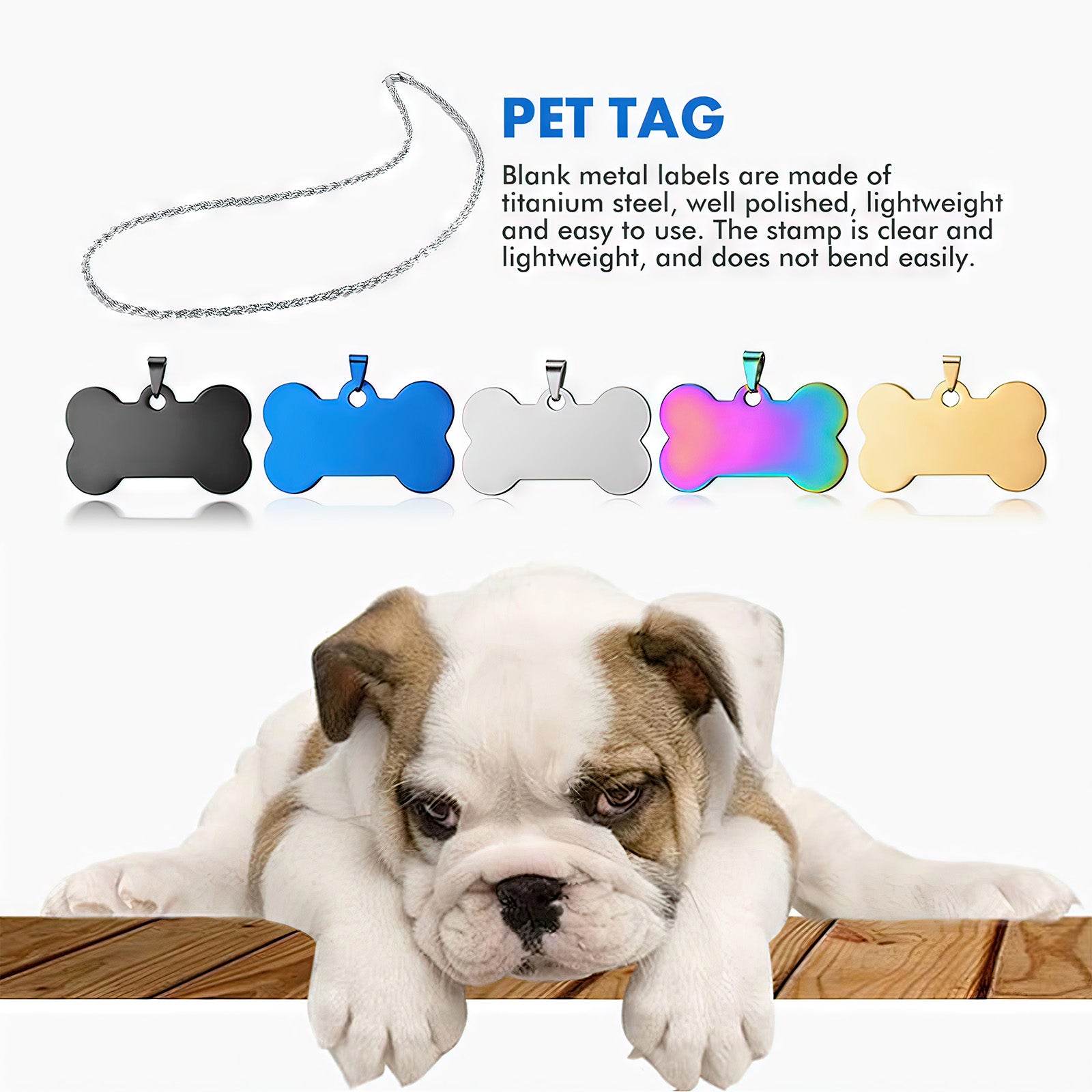 43pcs Metal Stamping Tags Kit Pet Dog ID Tag Blank Necklace Bracelet Ring Pendant for DIY Craft