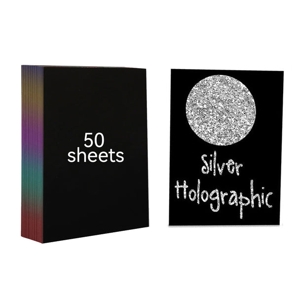 50 Sheets A4 Holographic laser silver art scratch paper for Laser engraving and marking
