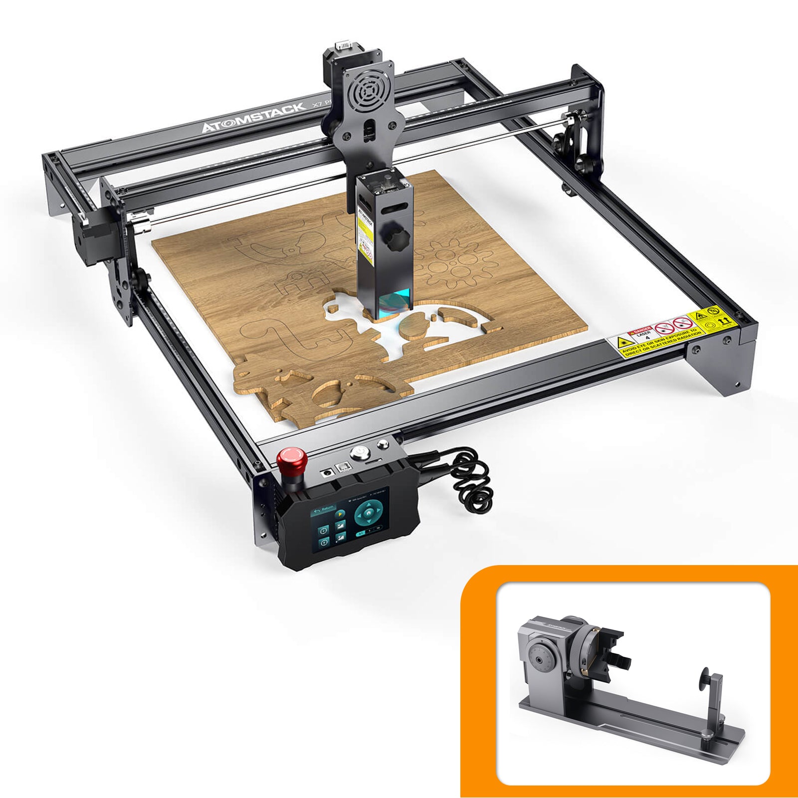 Atomstack X7 Pro 50W Cutter & Engraving Machine + R1 Multi-function Chuck Rotary