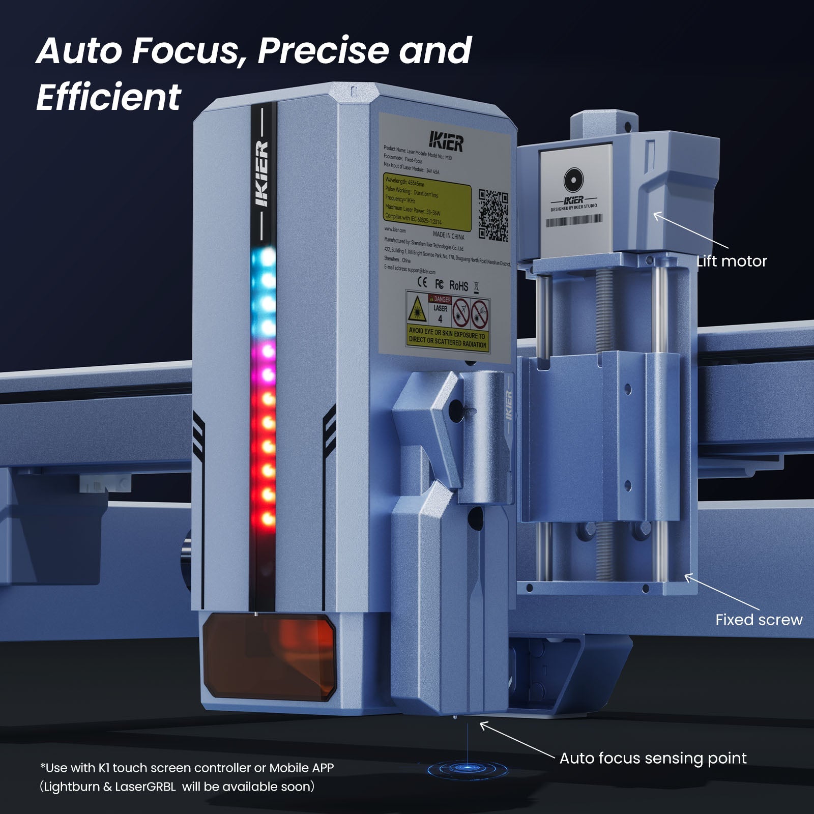 iKier K1 Ultra 36W Laser Engraving and Cutting Machine + R1 Multi-function Chuck Rotary + E1 Enclosure