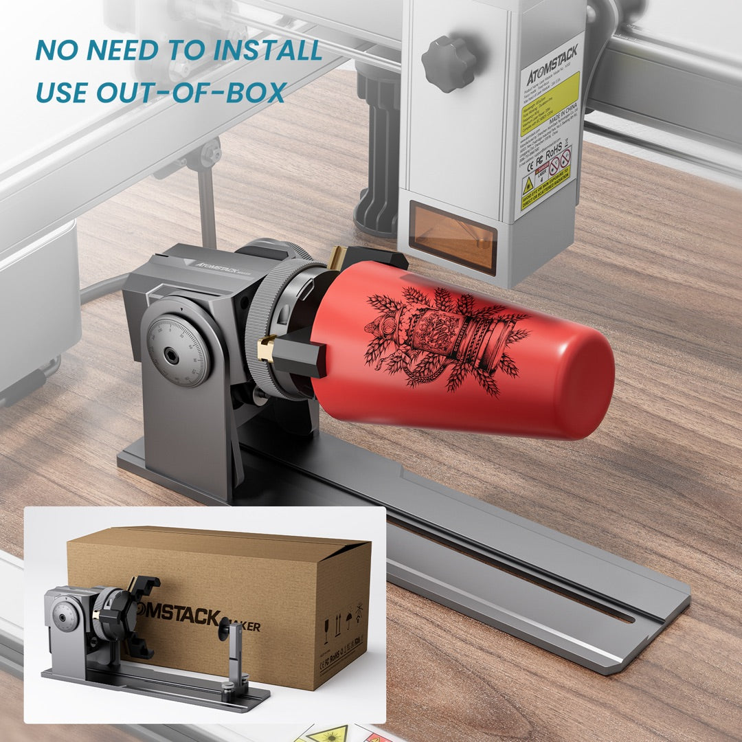 Atomstack R1 Pro Multi-function Chuck and Roller Rotary for Laser Engraver