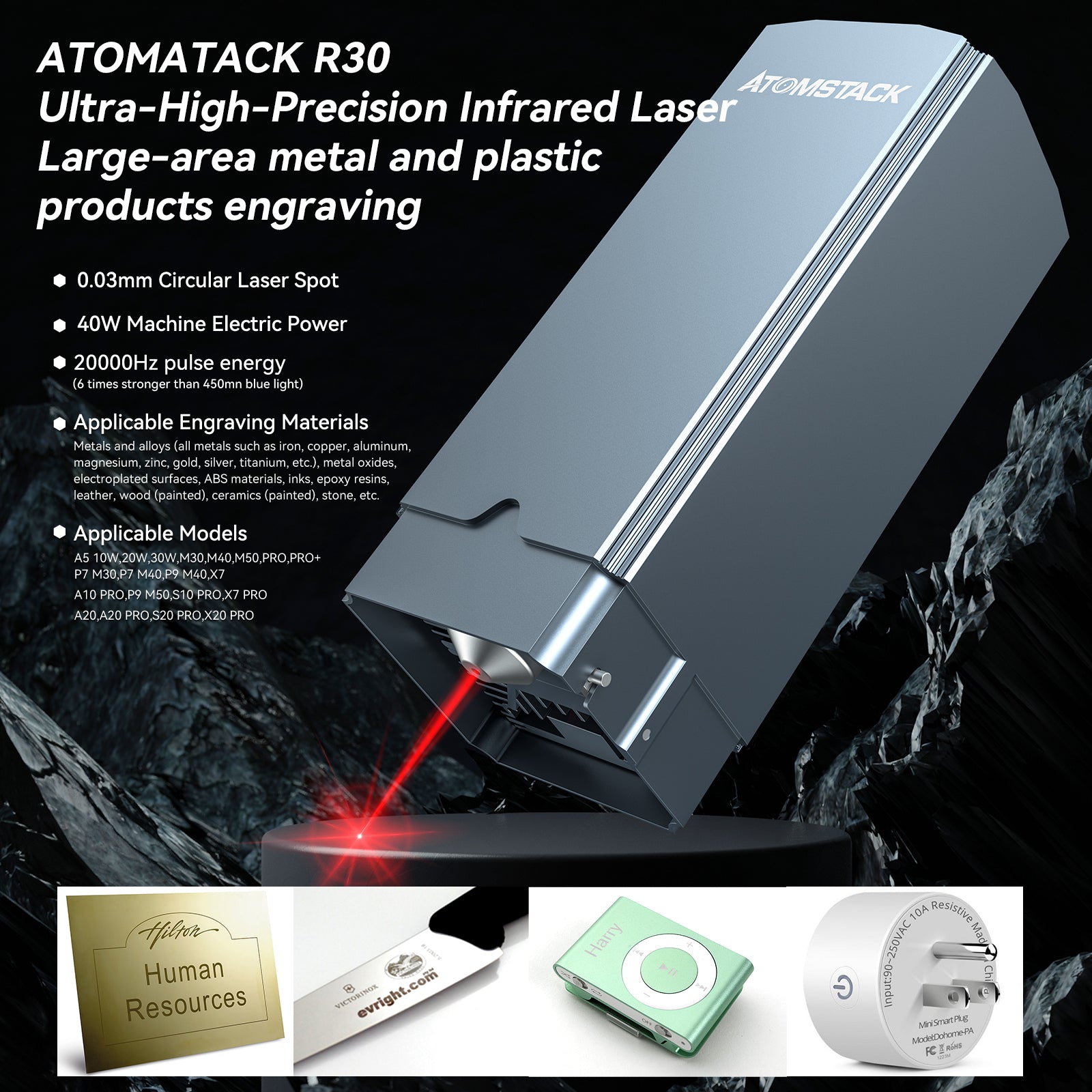 Atomstack R30 Infrared Laser Module 1064nm Laser For Engraving All Metals and Plastic